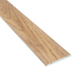 Flat self-adhesive wood effect aluminium door floor edging bar strip trim threshold 930 x 30mm a02 light oak