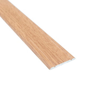 Flat self-adhesive wood effect aluminium door floor edging bar strip trim threshold 930 x 30mm a02 sandy oak
