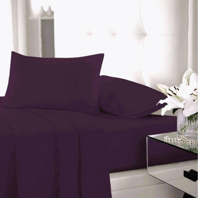 Flat Sheet 180 Thread Count Rich Percale Non Iron Bed Linen Soft Polycotton Blend Plain Dyed Flat Bed Sheets