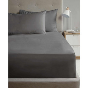 Flat Sheet 180TC Percale Charcoal Double Sheet Suitable for Deep Mattresses