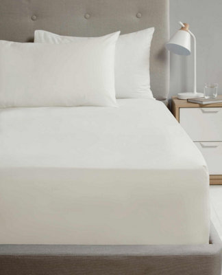 Flat Sheet 180TC Percale Cream Double Sheet Suitable for Deep Mattresses