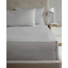 Flat Sheet 180TC Percale Grey Double Sheet Suitable for Deep Mattresses