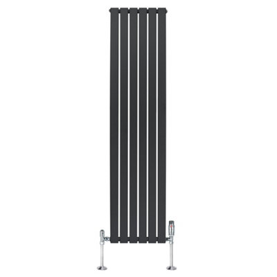Flat Single Column Radiator 1800mm x 420mm & TRV Chrome Valves ...