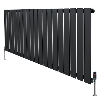 Flat Single Column Radiator 600mm x 1400mm & TRV Chrome Valves ...
