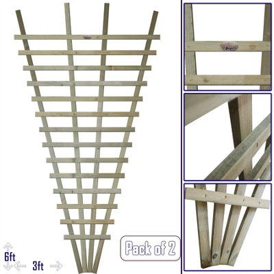 Flat Top Privacy Wooden Fan Trellis 4ft x 6ft Decorative Accent for ...