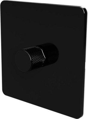 Flat Trailing Edge 2 Way  LED Dimmer Switch Rotary Push On/Off for Dimmable LED and Halogen Lights   - Black 1-Gang