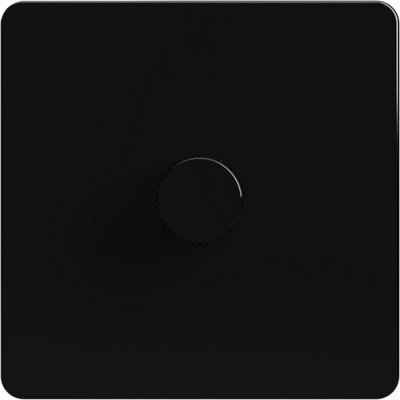 Flat Trailing Edge 2 Way  LED Dimmer Switch Rotary Push On/Off for Dimmable LED and Halogen Lights   - Black 1-Gang