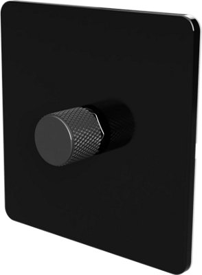 Flat Trailing Edge 2 Way  LED Dimmer Switch Rotary Push On/Off for Dimmable LED and Halogen Lights   - Black/Grey 1-Gang