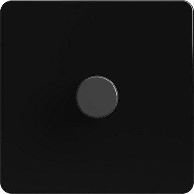 Flat Trailing Edge 2 Way  LED Dimmer Switch Rotary Push On/Off for Dimmable LED and Halogen Lights   - Black/Grey 1-Gang