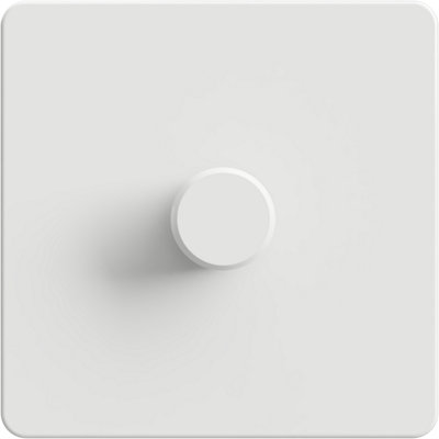 Flat Trailing Edge 2 Way  LED Dimmer Switch Rotary Push On/Off for Dimmable LED and Halogen Lights   - White 1-Gang