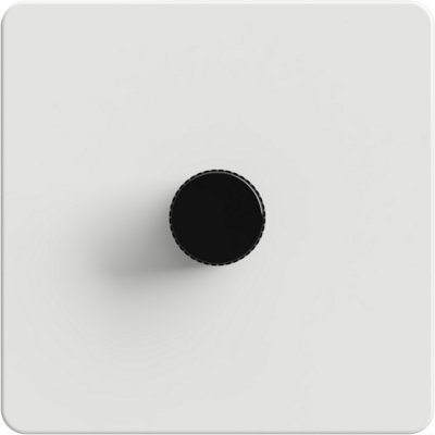 Flat Trailing Edge 2 Way  LED Dimmer Switch Rotary Push On/Off for Dimmable LED and Halogen Lights   - White/Black 1-Gang