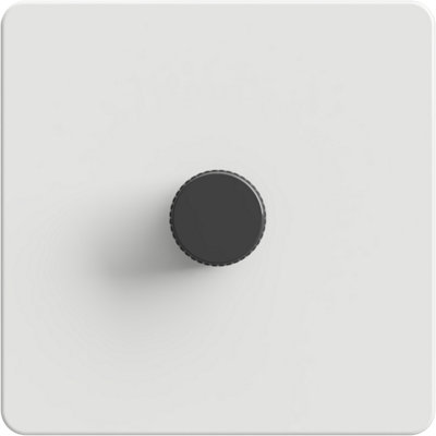 Flat Trailing Edge 2 Way  LED Dimmer Switch Rotary Push On/Off for Dimmable LED and Halogen Lights   - White/Grey 1-Gang