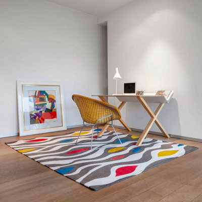Flatweave Funky Luxurious Modern Abstract Rug For Bedroom & Living Room ...
