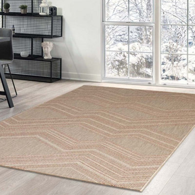 Flatweave Geometric Rug-Grey and Terracotta Interweaved Chevron/160x230