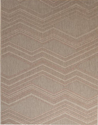 Flatweave Geometric Rug-Grey and Terracotta Interweaved Chevron/160x230