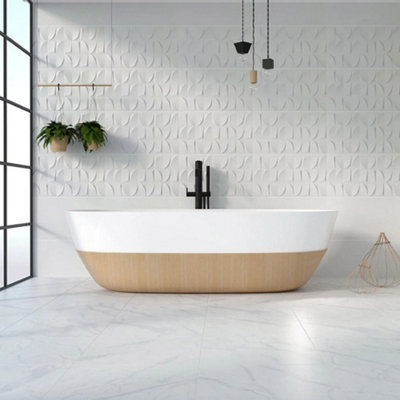 Flavelo Marble Effect Matt Porcelain Tile 60 x 60cm / Cream - 3