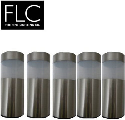 FLC Paris Mini Solar Post Garden Path Lights Stainless Steel Pack of 5