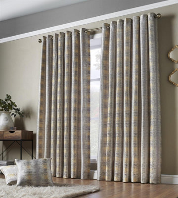 Flections Eyelet Ring Top Curtains Ochre 229cm x 274cm