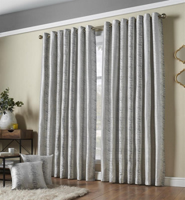 Flections Eyelet Ring Top Curtains Silver 117cm x 229cm