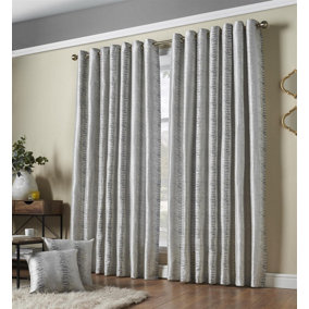 Flections Eyelet Ring Top Curtains Silver 117cm x 229cm