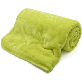 Fleece Faux Fur Lime Green Roll Mink Throws Soft Cosy Bed Blankets
