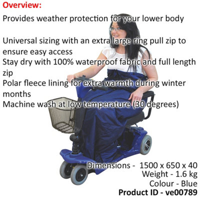 Fleece Lined Lower Body Scooter Cosy - Waterproof Fabric - Machine Washable