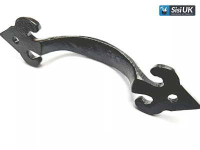 Fleur De Lys Pull Handle 100mm Black Cast Iron Door Handle Vintage Rustic Cabinet & Drawer Pull Cupboard Gate Barn door handle x 2