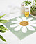 Fleur Shower Mat 50x50cm Teal with White Flower