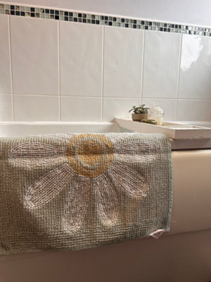 Fleur Shower Mat 50x50cm Teal with White Flower - 3