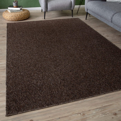 Flex Collection Low Pile Rugs Solid Design in Brown 1000B DIY at B&Q