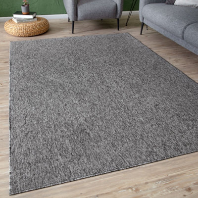 Flex Collection Low Pile Rugs Solid  Design in Grey  1000G