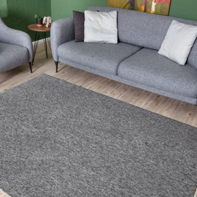 Flex Collection Low Pile Rugs Solid  Design in Grey  1000G