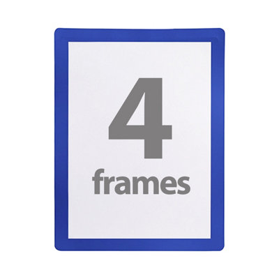 Flex-O-Frame A4 Self-Adhesive Frames with Blue Border and Magnetic Closure - Set of 4