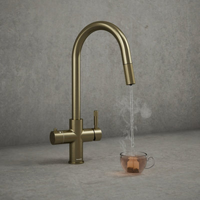 Flex Pro Brushed Brass 4 in 1 Instant Boiling Water Tap