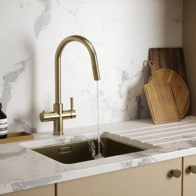 Flex Pro Brushed Brass 4 in 1 Instant Boiling Water Tap