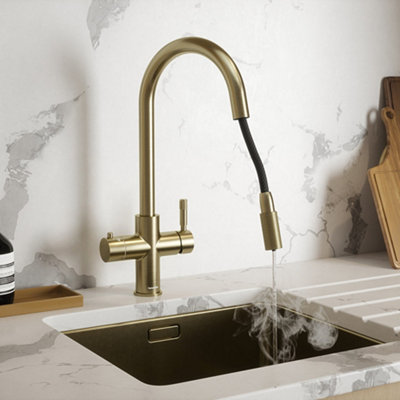 Flex Pro Brushed Brass 4 in 1 Instant Boiling Water Tap