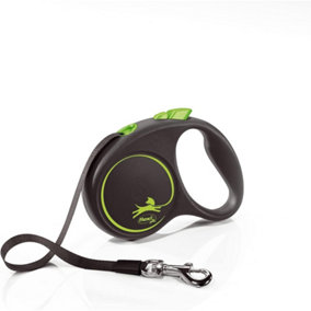 Flexi Black Design Tape Retractable Small Green 5m Dog Leash/Lead 1-15kg