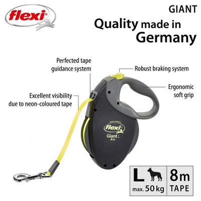 Flexi Giant Neon Tape Dog Lead Large 8m 50kg