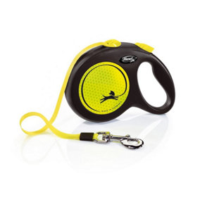 Flexi Large Neon Taped Retractable Dog Lead Neon Yellow/Black (5m)