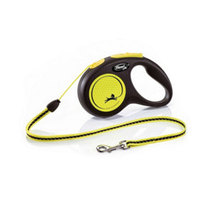 Flexi Medium Neon Retractable Dog Cord Neon Yellow/Black (5m)