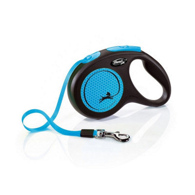 Flexi Medium Neon Taped Retractable Dog Lead Blue/Black (5m)