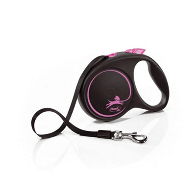 Flexi Medium Tape Retractable Dog Lead Pink/Black (5m)