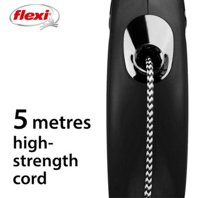 Flexi New Classic Cord Retractable Small Black 5m Dog Leash/Lead 1-12kg