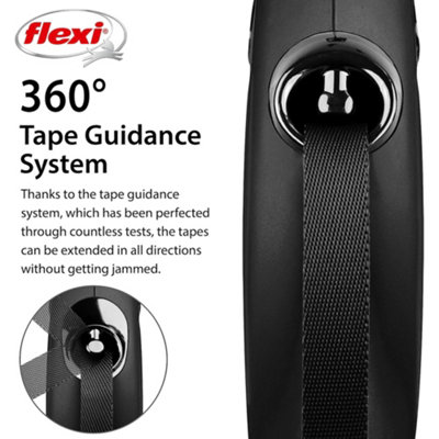 Flexi New Classic Tape M Black 5m Retractable Dog Lead up to 25kgs