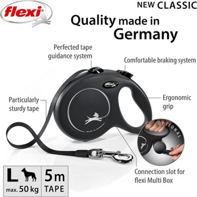 Flexi New Classic Tape Retractable Large Black 5m Dog Leash Lead 1