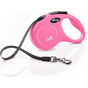 Flexi New Classic Tape Retractable Small Pink 5m Dog Leash/Lead 1-15kg