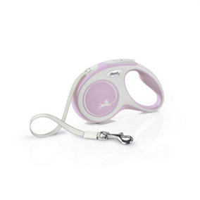 Flexi New Comfort Medium Taped Retractable Dog Lead Rose Pink/White (5m)
