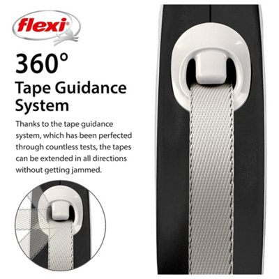 Flexi New Comfort Tape L Grey & Black 8m Retractable Dog Lead up to 50kgs