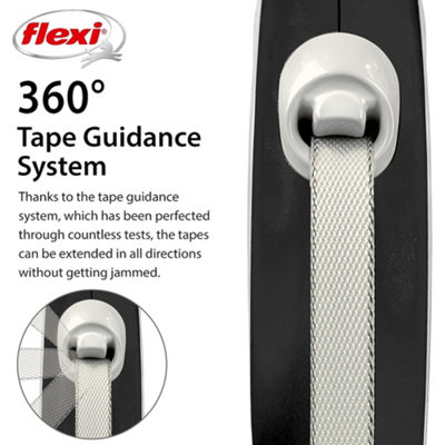 Flexi New Comfort Tape Retractable Medium Black 5m Dog Leash/Lead 1-25kg