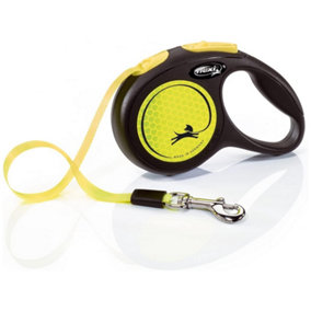 Flexi New Neon Tape Retractable Extra Small Yellow 3m Dog Leash/Lead 1-12kg